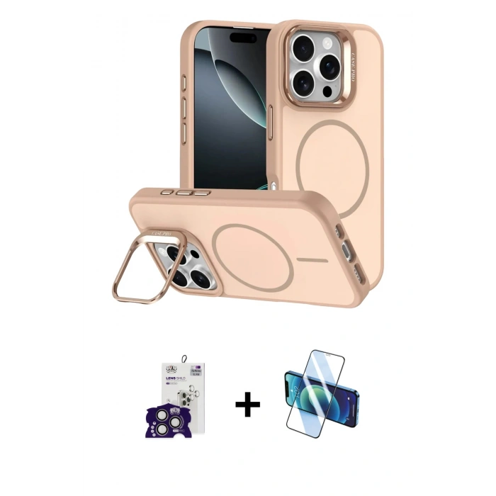 MARSİLYAN™- iPhone 16 Pro Max Kılıf Çekirdek Klasik - Siyah 3D Antistatik Seramik Nano Ekran Koruyucu + Bilvis Titan Kamera Lens - TMGI