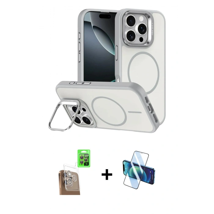 MARSİLYAN™- iPhone 16 Pro Max Kılıf Çekirdek Klasik - Siyah 3D Antistatik Seramik Nano Ekran Koruyucu + Raze Metal Kamera Lens - CLTM