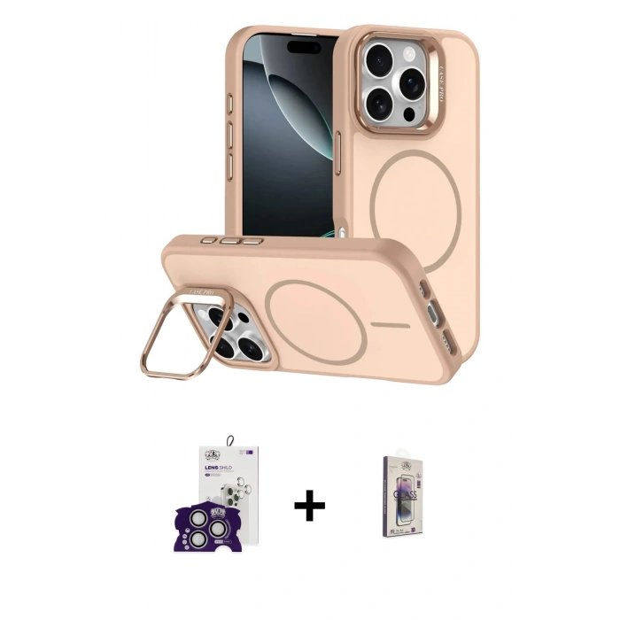 MARSİLYAN™- iPhone 16 Pro Max Kılıf Çekirdek Klasik - Siyah Bilvis 3D Cam Ekran Koruyucu + Bilvis Titan Kamera Lens - GS