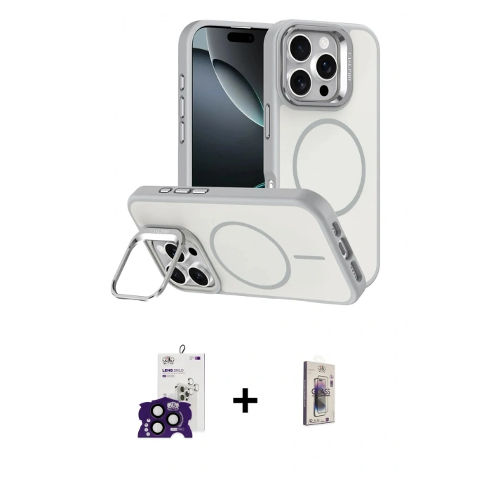 MARSİLYAN™- iPhone 16 Pro Max Kılıf Çekirdek Klasik - Siyah Bilvis 3D Cam Ekran Koruyucu + Siyah Bilvis Titan Kamera Lens