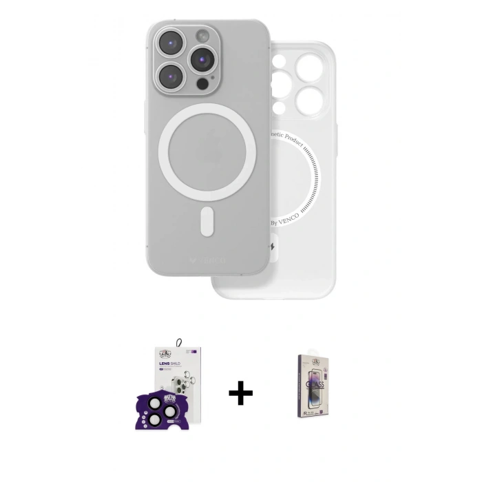 MARSİLYAN™- iPhone 16 Pro Max Kılıf Çekirdek Klasik - Siyah Bilvis 3D Cam Ekran Koruyucu + Bilvis Titan Kamera Lens - SH