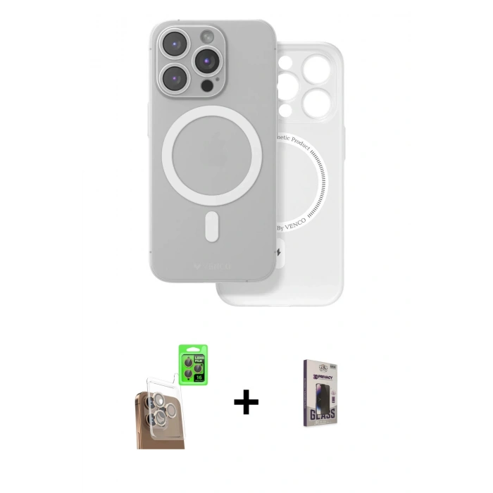MARSİLYAN™- iPhone 16 Pro Max Kılıf Çekirdek Klasik - Siyah Bilvis Hayalet Cam Ekran Koruyucu + Çöl Titanyum Raze Metal Kamera Lens