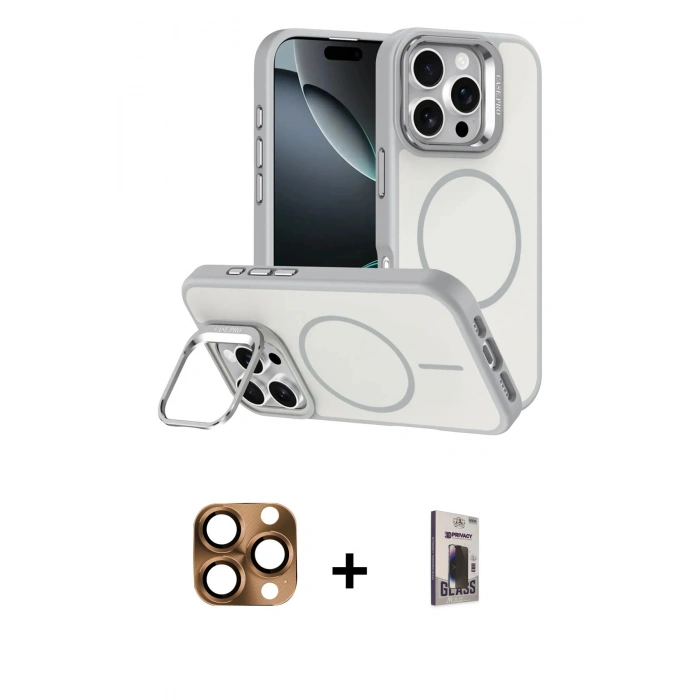 MARSİLYAN™- iPhone 16 Pro Max Kılıf Çekirdek Klasik - Siyah Bilvis Hayalet Cam Ekran Koruyucu + Pers Alüminyum Kamera Lens - CLTM