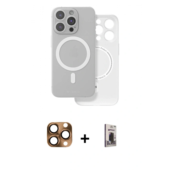 MARSİLYAN™- iPhone 16 Pro Max Kılıf Çekirdek Klasik - Siyah Bilvis Hayalet Cam Ekran Koruyucu + Pers Alüminyum Kamera Lens - CLTM