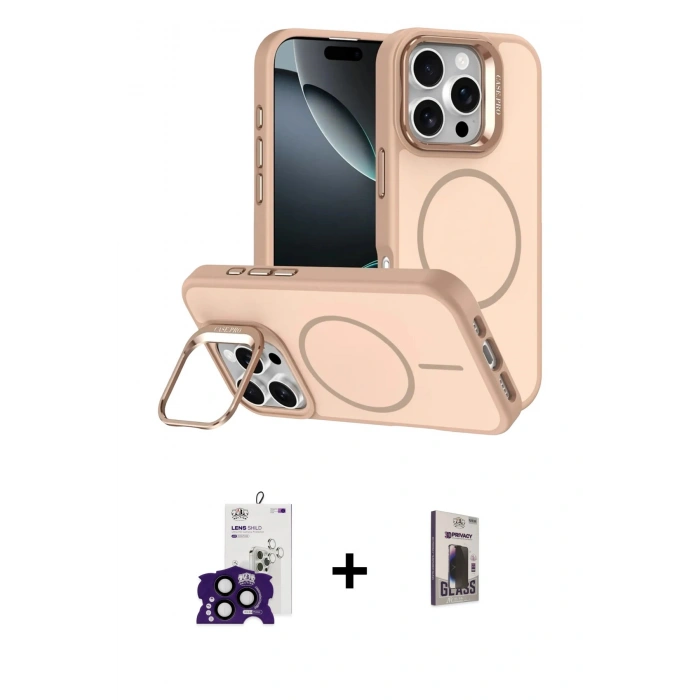 MARSİLYAN™- iPhone 16 Pro Max Kılıf Çekirdek Klasik - Siyah Bilvis Hayalet Cam Ekran Koruyucu + Bilvis Titan Kamera Lens - SH