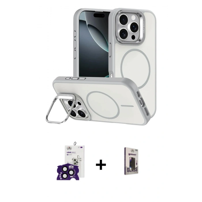 MARSİLYAN™- iPhone 16 Pro Max Kılıf Çekirdek Klasik - Siyah Bilvis Hayalet Cam Ekran Koruyucu + Bilvis Titan Kamera Lens - SH