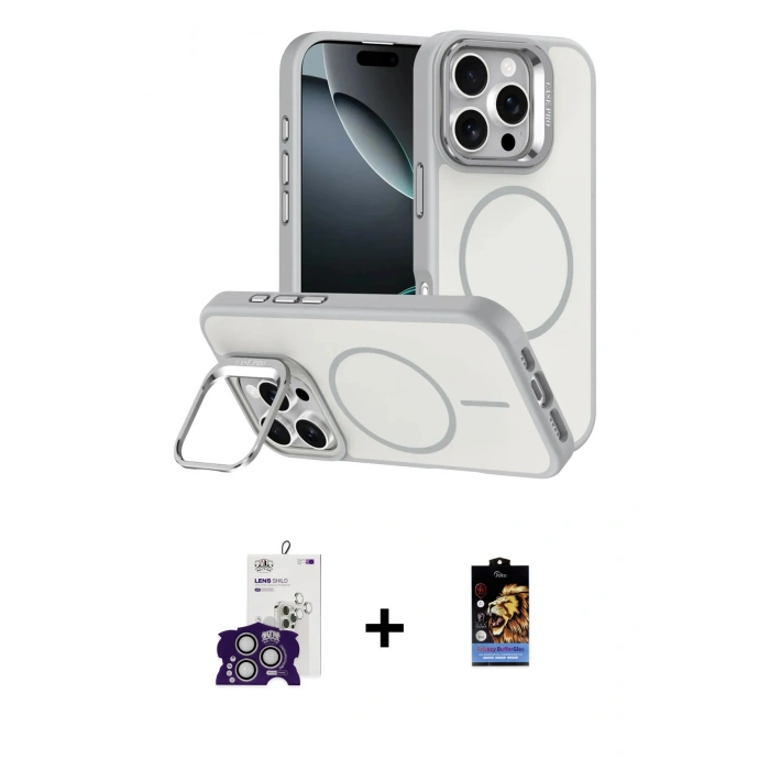 MARSİLYAN™- iPhone 16 Pro Max Kılıf Çekirdek Klasik - Siyah Buffer Hayalet Cam Ekran Koruyucu + Bilvis Titan Kamera Lens - GS