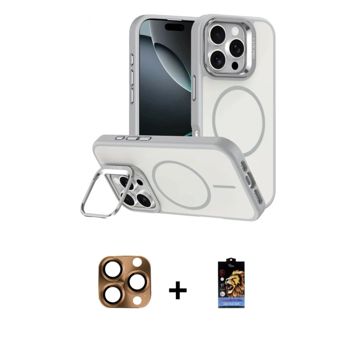 MARSİLYAN™- iPhone 16 Pro Max Kılıf Çekirdek Klasik - Siyah Buffer Hayalet Cam Ekran Koruyucu + Pers Alüminyum Kamera Lens - CLTM