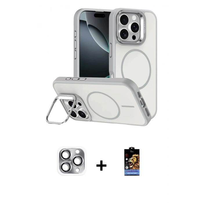 MARSİLYAN™- iPhone 16 Pro Max Kılıf Çekirdek Klasik - Siyah Buffer Hayalet Cam Ekran Koruyucu + Pers Alüminyum Kamera Lens - GI