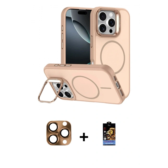 MARSİLYAN™- iPhone 16 Pro Max Kılıf Çekirdek Klasik - Siyah Buffer Hayalet Cam Ekran Koruyucu + Pers Alüminyum Kamera Lens - CLTM