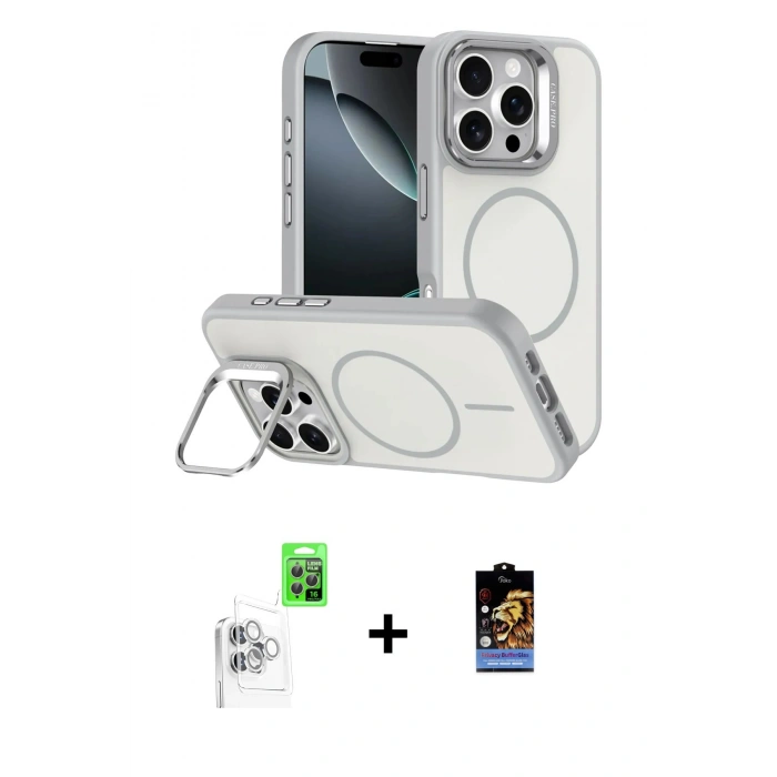 MARSİLYAN™- iPhone 16 Pro Max Kılıf Çekirdek Klasik - Siyah Buffer Hayalet Cam Ekran Koruyucu + Raze Metal Kamera Lens - BZ