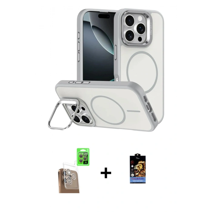 MARSİLYAN™- iPhone 16 Pro Max Kılıf Çekirdek Klasik - Siyah Buffer Hayalet Cam Ekran Koruyucu + Raze Metal Kamera Lens - CLTM