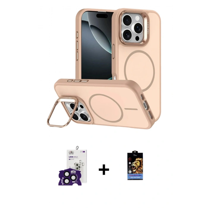MARSİLYAN™- iPhone 16 Pro Max Kılıf Çekirdek Klasik - Siyah Buffer Hayalet Cam Ekran Koruyucu + Bilvis Titan Kamera Lens - SH