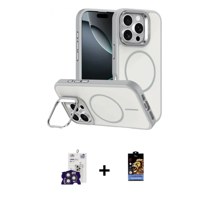 MARSİLYAN™- iPhone 16 Pro Max Kılıf Çekirdek Klasik - Siyah Buffer Hayalet Cam Ekran Koruyucu + Bilvis Titan Kamera Lens - TMGI