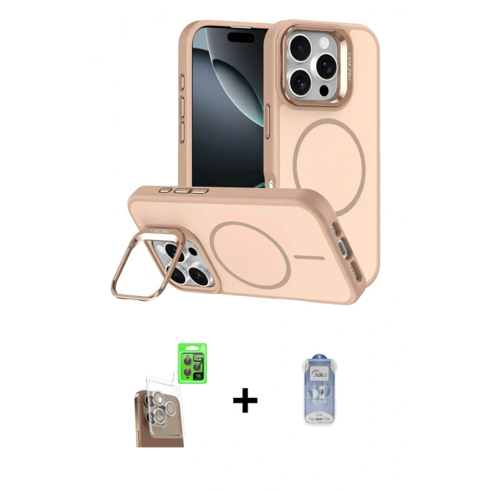 MARSİLYAN™- iPhone 16 Pro Max Kılıf Çekirdek Klasik - Siyah Joko Magic 5D Cam + Raze Metal Kamera Lens - CLTM