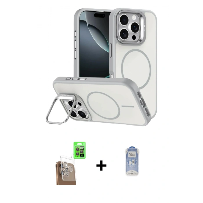 MARSİLYAN™- iPhone 16 Pro Max Kılıf Çekirdek Klasik - Siyah Joko Magic 5D Cam + Raze Metal Kamera Lens - CLTM