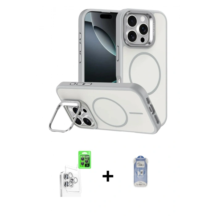 MARSİLYAN™- iPhone 16 Pro Max Kılıf Çekirdek Klasik - Siyah Joko Magic 5D Cam + Raze Metal Kamera Lens - BZ
