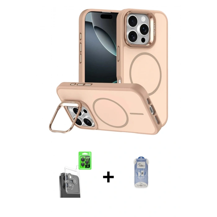 MARSİLYAN™- iPhone 16 Pro Max Kılıf Çekirdek Klasik - Siyah Joko Magic 5D Cam + Raze Metal Kamera Lens - SH