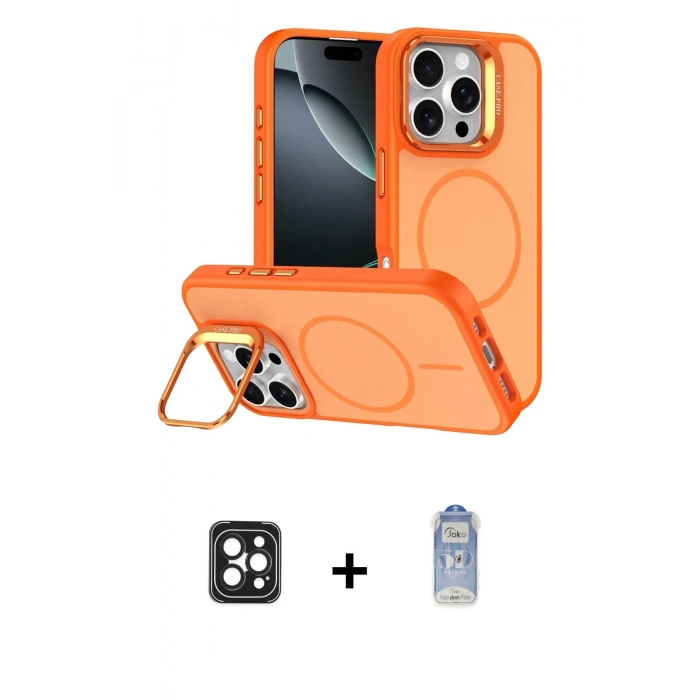 MARSİLYAN™- iPhone 16 Pro Max Kılıf Çekirdek Klasik - Siyah Joko Magic 5D Cam + Siyah PVD Metal Kamera Lens