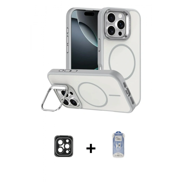 MARSİLYAN™- iPhone 16 Pro Max Kılıf Çekirdek Klasik - Siyah Joko Magic 5D Cam + Siyah PVD Metal Kamera Lens