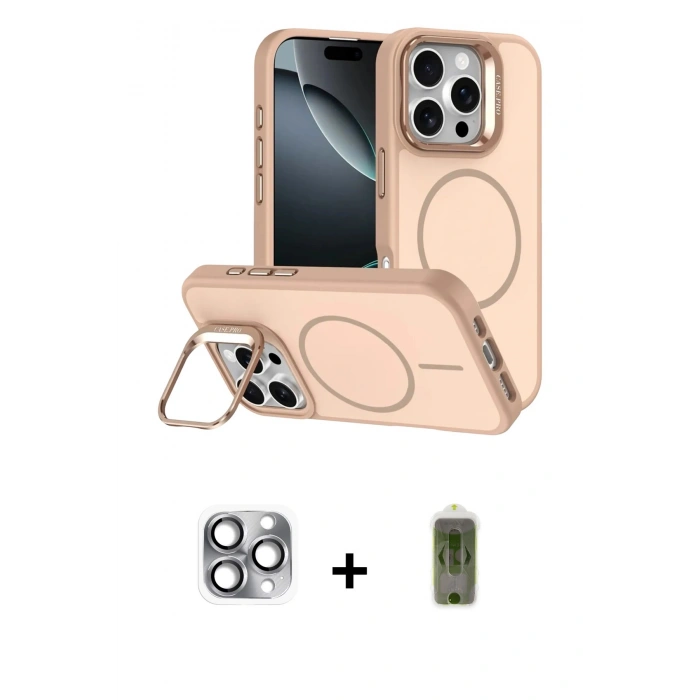 MARSİLYAN™- iPhone 16 Pro Max Kılıf Çekirdek Klasik - Siyah Joko Magic 5D Hayalet Cam + Gri Pers Alüminyum Kamera Lens