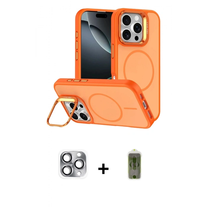 MARSİLYAN™- iPhone 16 Pro Max Kılıf Çekirdek Klasik - Siyah Joko Magic 5D Hayalet Cam + Gri Pers Alüminyum Kamera Lens