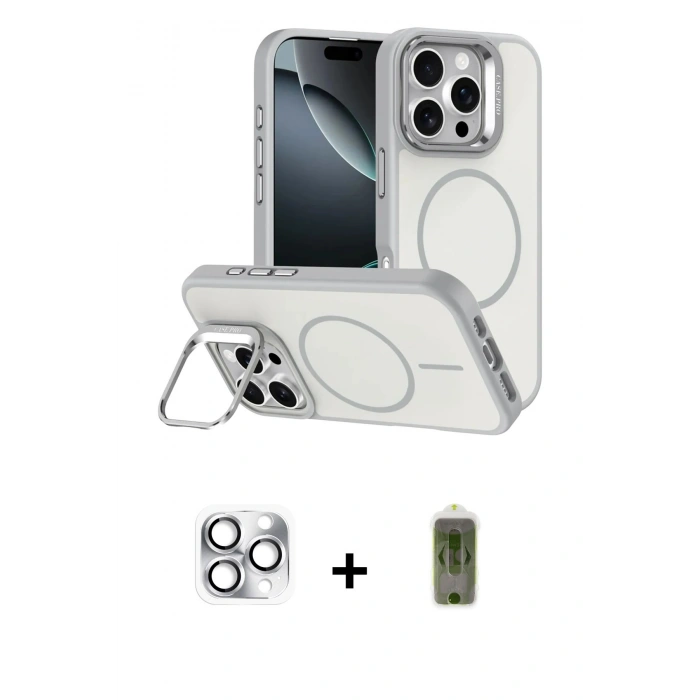 MARSİLYAN™- iPhone 16 Pro Max Kılıf Çekirdek Klasik - Siyah Joko Magic 5D Hayalet Cam + Pers Alüminyum Kamera Lens - GS