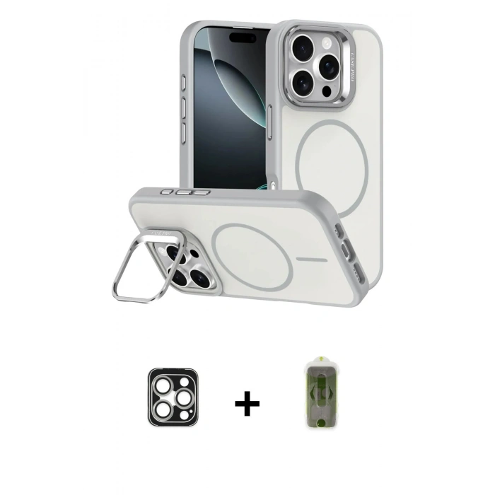 MARSİLYAN™- iPhone 16 Pro Max Kılıf Çekirdek Klasik - Siyah Joko Magic 5D Hayalet Cam + PVD Metal Kamera Lens - GS