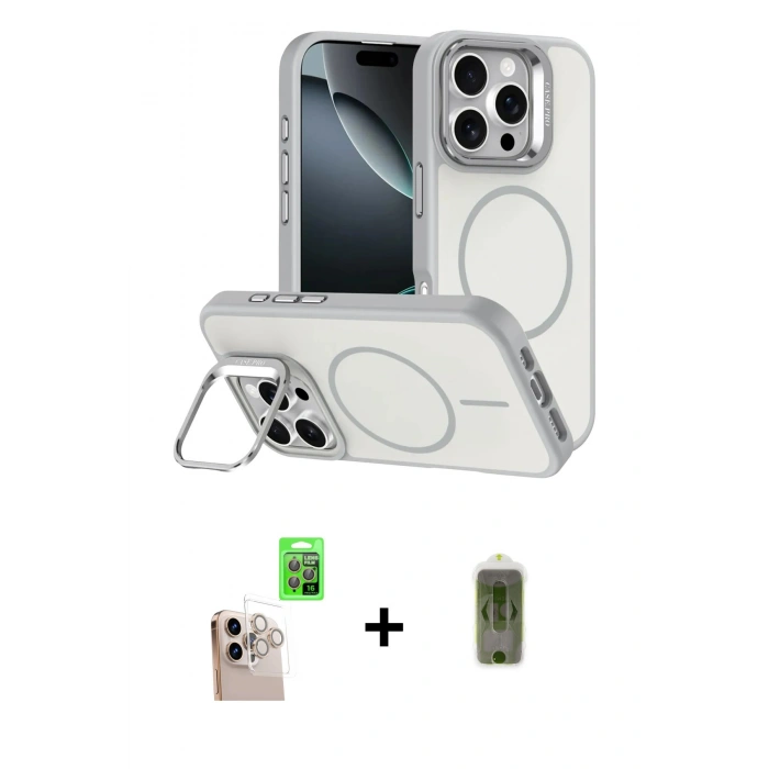 MARSİLYAN™- iPhone 16 Pro Max Kılıf Çekirdek Klasik - Siyah Joko Magic 5D Hayalet Cam + Raze Metal Kamera Lens - NLGY