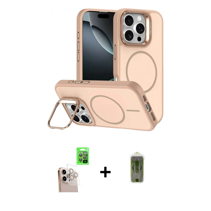 MARSİLYAN™- iPhone 16 Pro Max Kılıf Çekirdek Klasik - Siyah Joko Magic 5D Hayalet Cam + Raze Metal Kamera Lens - NLGY