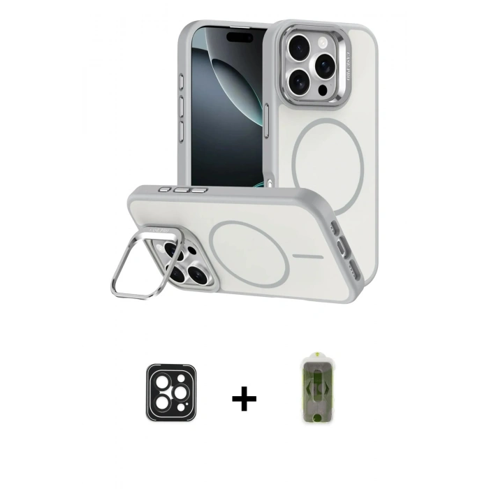 MARSİLYAN™- iPhone 16 Pro Max Kılıf Çekirdek Klasik - Siyah Joko Magic 5D Hayalet Cam + PVD Metal Kamera Lens - SH