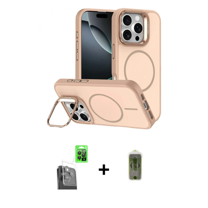 MARSİLYAN™- iPhone 16 Pro Max Kılıf Çekirdek Klasik - Siyah Joko Magic 5D Hayalet Cam + Raze Metal Kamera Lens - SH