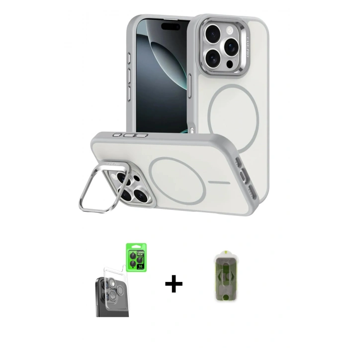 MARSİLYAN™- iPhone 16 Pro Max Kılıf Çekirdek Klasik - Siyah Joko Magic 5D Hayalet Cam + Raze Metal Kamera Lens - SH
