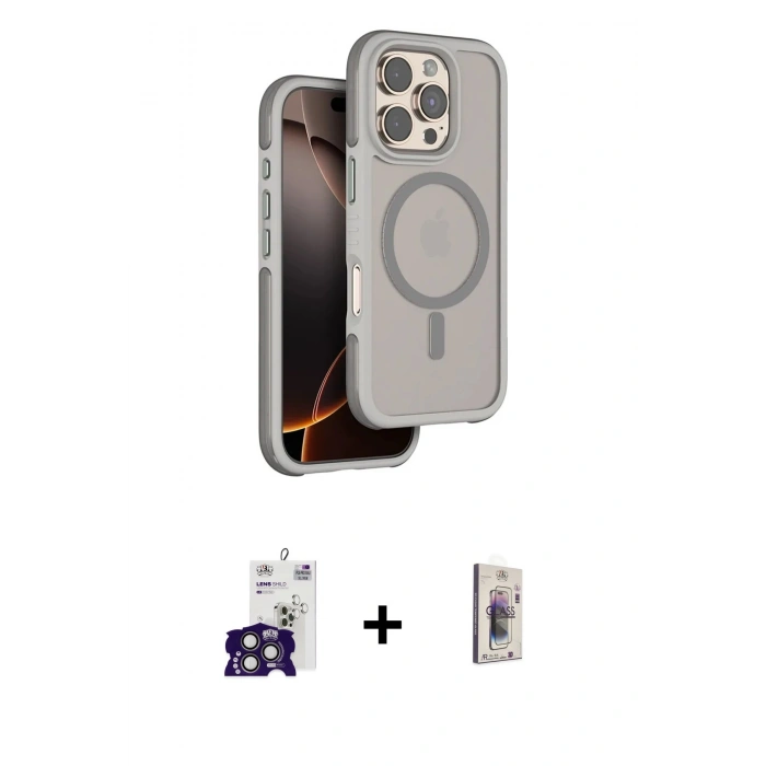 MARSİLYAN™- iPhone 16 Pro Max Kılıf Çekirdek Minimal Prime - Siyah Bilvis 3D Cam Ekran Koruyucu + Bilvis Titan Kamera Lens - TMGI