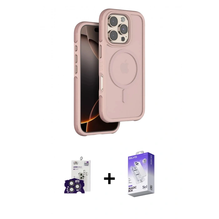 MARSİLYAN™- iPhone 16 Pro Max Kılıf Çekirdek Minimal Prime - Siyah Bilvis 5in1 3D Magic Cam Ekran Koruyucu + Bilvis Titan Kamera Lens - TMGI
