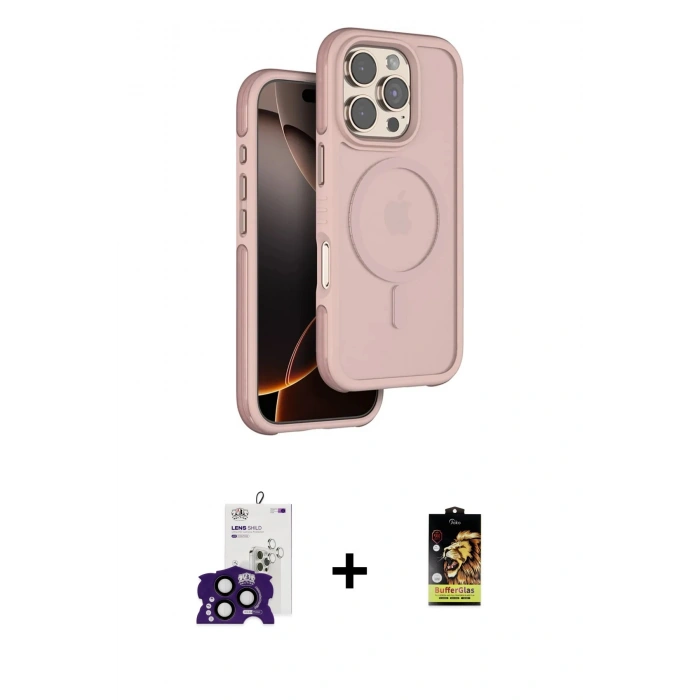 MARSİLYAN™- iPhone 16 Pro Max Kılıf Çekirdek Minimal Prime - Siyah Buffer Cam Ekran Koruyucu + Bilvis Titan Kamera Lens - SH