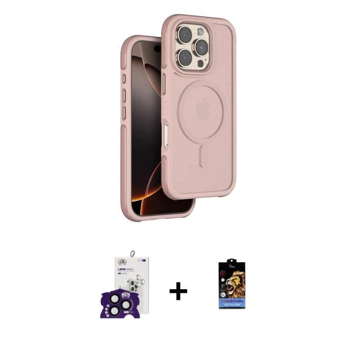 MARSİLYAN™- iPhone 16 Pro Max Kılıf Çekirdek Minimal Prime - Siyah Buffer Hayalet Cam Ekran Koruyucu + Bilvis Titan Kamera Lens - SH