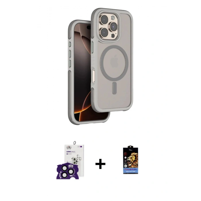 MARSİLYAN™- iPhone 16 Pro Max Kılıf Çekirdek Minimal Prime - Siyah Buffer Hayalet Cam Ekran Koruyucu + Bilvis Titan Kamera Lens - SH