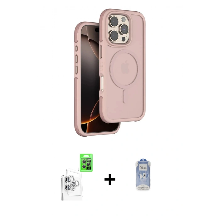 MARSİLYAN™- iPhone 16 Pro Max Kılıf Çekirdek Minimal Prime - Siyah Joko Magic 5D Cam + Raze Metal Kamera Lens - BZ