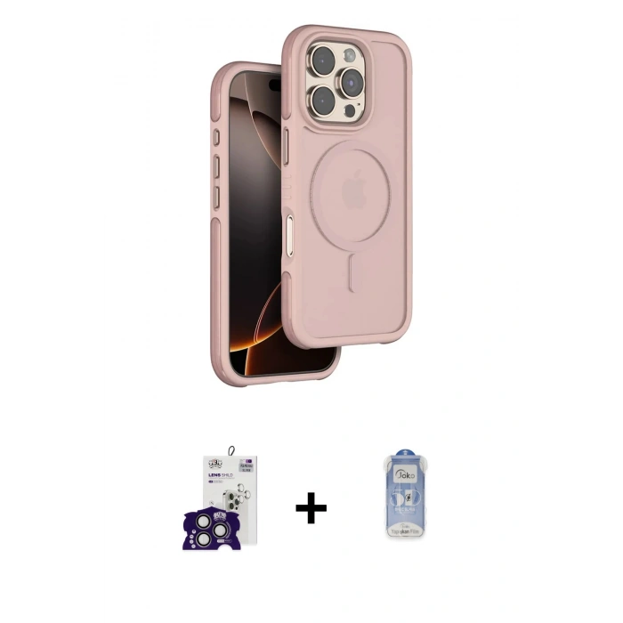 MARSİLYAN™- iPhone 16 Pro Max Kılıf Çekirdek Minimal Prime - Siyah Joko Magic 5D Cam + Bilvis Titan Kamera Lens - TMGI