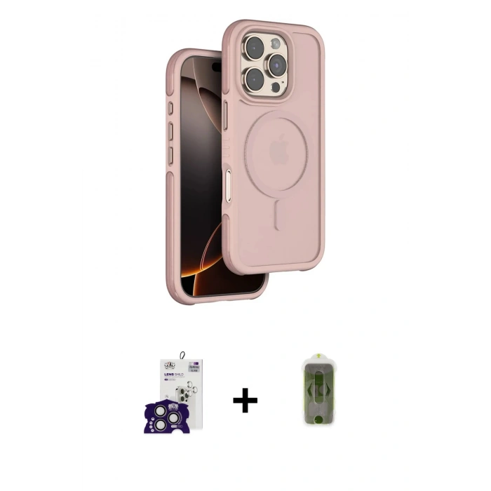 MARSİLYAN™- iPhone 16 Pro Max Kılıf Çekirdek Minimal Prime - Siyah Joko Magic 5D Hayalet Cam + Bilvis Titan Kamera Lens - TMGI