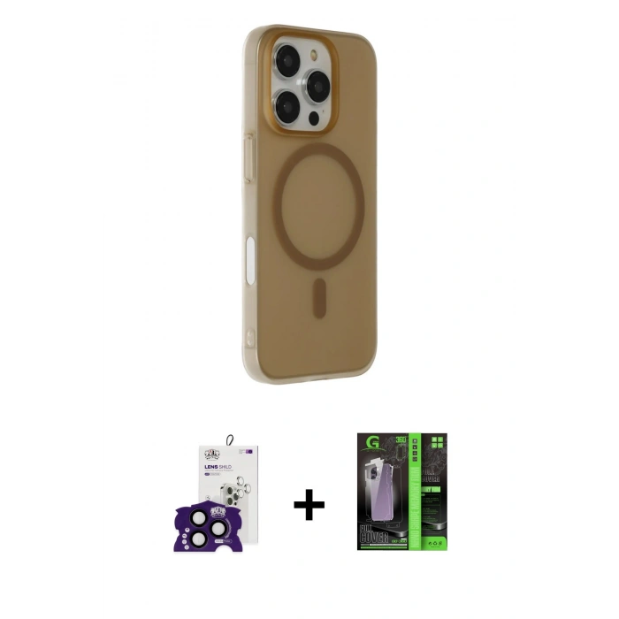 MARSİLYAN™- iPhone 16 Pro Max Kılıf Çekirdek Modern Prime - Şeffaf 360 Full Body Arka Koruyucu + Bilvis Titan Kamera Lens - SH