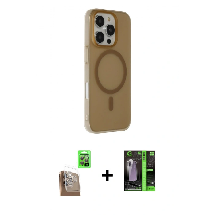 MARSİLYAN™- iPhone 16 Pro Max Kılıf Çekirdek Modern Prime - Şeffaf 360 Full Body Arka Koruyucu + Raze Metal Kamera Lens - CLTM