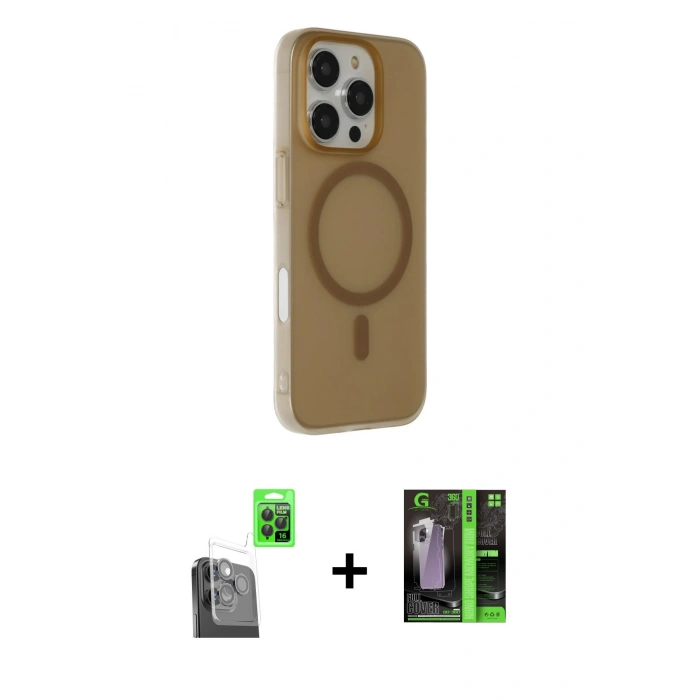 MARSİLYAN™- iPhone 16 Pro Max Kılıf Çekirdek Modern Prime - Şeffaf 360 Full Body Arka Koruyucu + Raze Metal Kamera Lens - SH