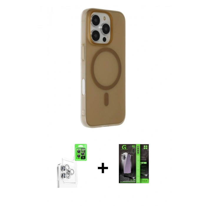 MARSİLYAN™- iPhone 16 Pro Max Kılıf Çekirdek Modern Prime - Şeffaf 360 Full Body Arka Koruyucu + Raze Metal Kamera Lens - BZ