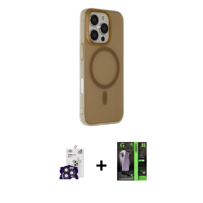 MARSİLYAN™- iPhone 16 Pro Max Kılıf Çekirdek Modern Prime - Şeffaf 360 Full Body Arka Koruyucu + Bilvis Titan Kamera Lens - TMGI