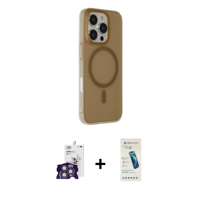 MARSİLYAN™- iPhone 16 Pro Max Kılıf Çekirdek Modern Prime - Şeffaf Pasifik Cam Ekran Koruyucu + Bilvis Titan Kamera Lens - GS