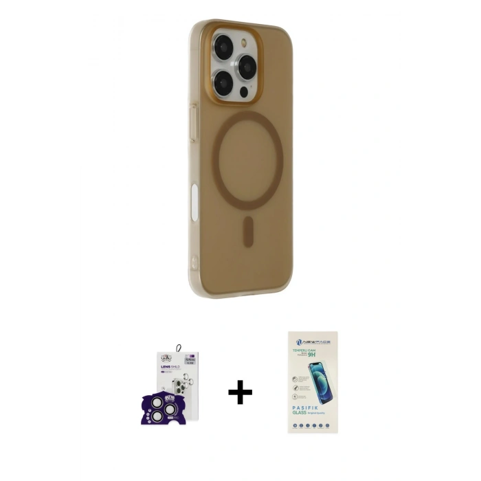 MARSİLYAN™- iPhone 16 Pro Max Kılıf Çekirdek Modern Prime - Şeffaf Pasifik Cam Ekran Koruyucu + Bilvis Titan Kamera Lens - TMGI