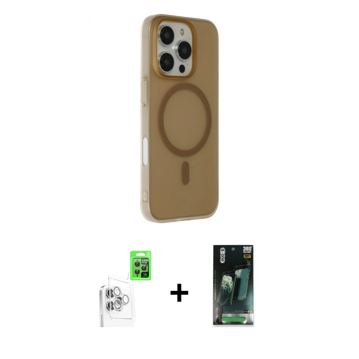 MARSİLYAN™- iPhone 16 Pro Max Kılıf Çekirdek Modern Prime - Siyah 360 Mat Full Body Arka Koruyucu + Raze Metal Kamera Lens - BZ