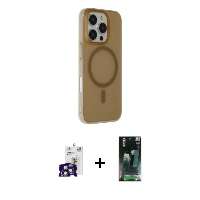 MARSİLYAN™- iPhone 16 Pro Max Kılıf Çekirdek Modern Prime - Siyah 360 Mat Full Body Arka Koruyucu + Bilvis Titan Kamera Lens - TMGI